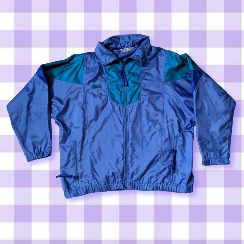 COLUMBIA VINTAGE COLORBLOCK WINDBREAKER women's size L